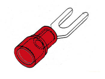Velleman - FRY3 - Gabelkabelschuhe - Klemmkabelschuh - Rot 3,7 mm - 10 Stück im Beutel