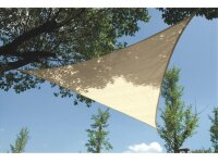 Perel - GSS3500PE - Sonnensegel, Segel Sonnenschutz für Terrasse und Pool, winddurchlässig, wasserdurchlässig, UV-Schutz, 3 Edelstahl-O-Ringe, 5 x 5 x 5 m, 180 g/m², HDPE, Dreieck, Champagne