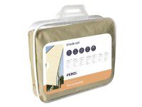 Perel - GSS3500PE - Sonnensegel, Segel Sonnenschutz für Terrasse und Pool, winddurchlässig, wasserdurchlässig, UV-Schutz, 3 Edelstahl-O-Ringe, 5 x 5 x 5 m, 180 g/m², HDPE, Dreieck, Champagne