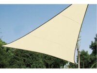 Perel - GSS3500PE - Sonnensegel, Segel Sonnenschutz für Terrasse und Pool, winddurchlässig, wasserdurchlässig, UV-Schutz, 3 Edelstahl-O-Ringe, 5 x 5 x 5 m, 180 g/m², HDPE, Dreieck, Champagne