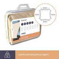 Perel - GSS4360 - Sonnensegel - Quadratisch - 3.6 x 3.6 m - Farbe: Cremeweiß
