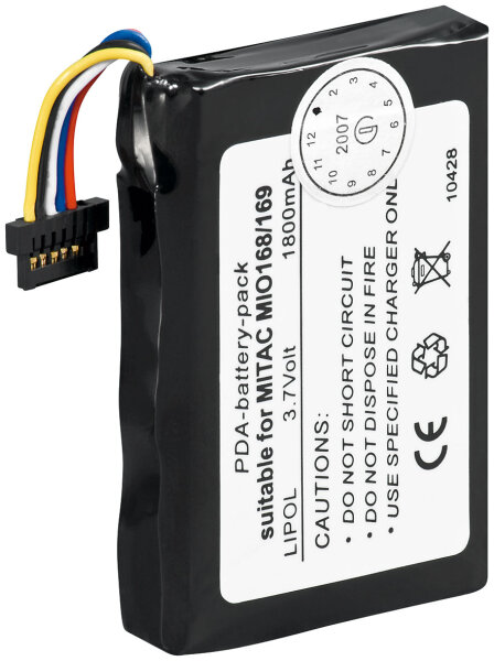 Ersatzakku - Mio 168 H / Airis N509 / Medion MD95000 - 3,7 Volt 1300mAh Li-Polymer