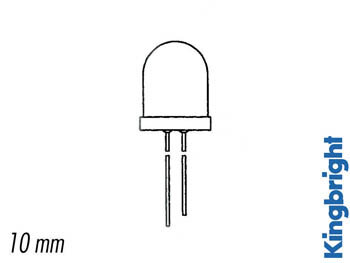 10mm Super Bright LED Lamp Red Diffused 200mcd