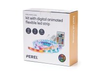 Perel - LEDS10DRGB - Set mit digital animiertem LED-Streifen, 150 helle 5050 LEDs, RGB-Controller und Netzteil, Silikonbeschichtung, 5 Meter