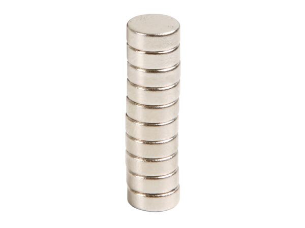 Velleman - MAGNET5 - Magnet, ultra Stark, 10 stück, rund, Ø 8 x 3 mm, Neodym, Silber, ideal für Kühlschrank oder Magnetboard