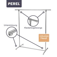 Perel - MP61 - Metall Kleiderständer freistehend mit 1 Kleiderstange - 125 x 50 x 130 cm
