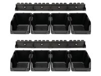 Perel - OMSB10SET - Sichtlagerboxen-Set - 8-tlg. - 103 x 165 x 75 mm - schwarz