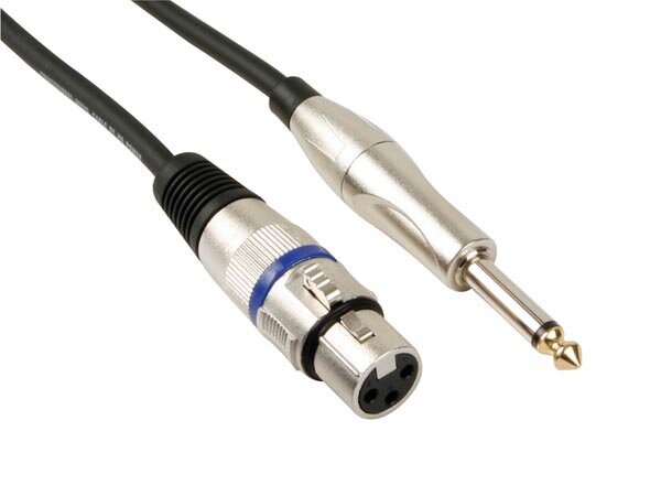 HQ Power - PAC111 - XLR-Klinkenkabel, 1 x XLR weiblich, 1 x Klinkenstecker 6.35 mm männlich, Mono, 6 m, perfekt für die Tonübertragung