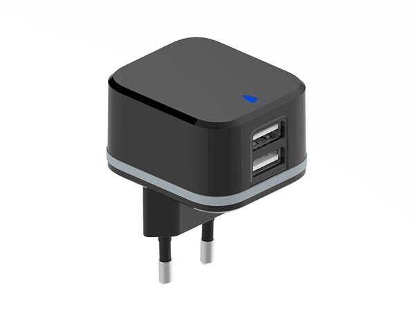 HQ Power - PSS6EUSB35B - USB-Ladegerät mit 2 USB-Anschlüssen, 5 V 3.4 A 17 W, ideal für Handys, Smartphones, Tablets, GPS und mehr