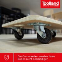 Toolland - QT115 - Möbelroller, mit rutschfester Beschichtung, 4 Pads, integrierter Griff, 4 Gummi-Lenkrollen, aus Sperrholz, Tragfähigkeit bis zu 400 kg, gut manövrierbar, 10,5 x 65 x 40 cm