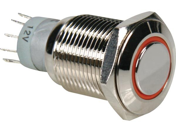 Velleman - R1600O - Drucktaster - Rund - Metall - SPDT 1NO 1NC - Orange Ringbeleuchtung