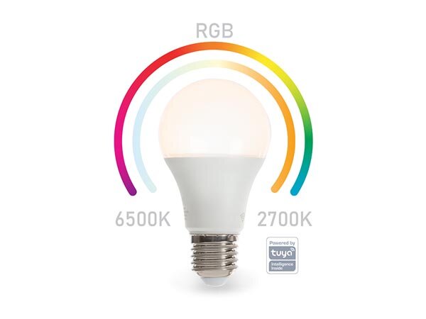Perel - SMART1200 - RGB Smart-WI-FI-Lampe - Kaltweiß & Warmweiß - E27 - A60