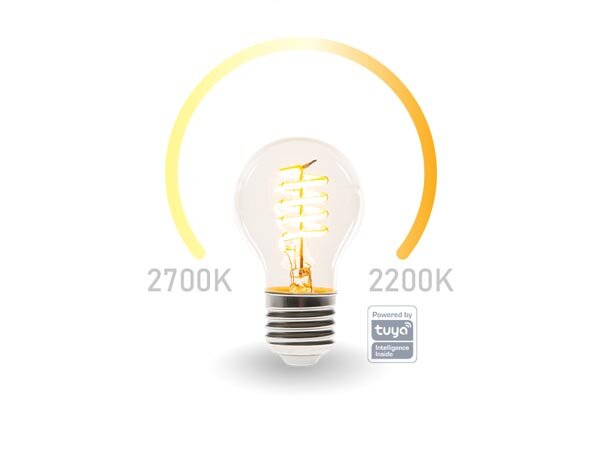 Perel - SMART1210 - Smart-WI-FI-LED-Lampe mit Filament - Warmweiß & intensiv Warmweiß - E27 - A60