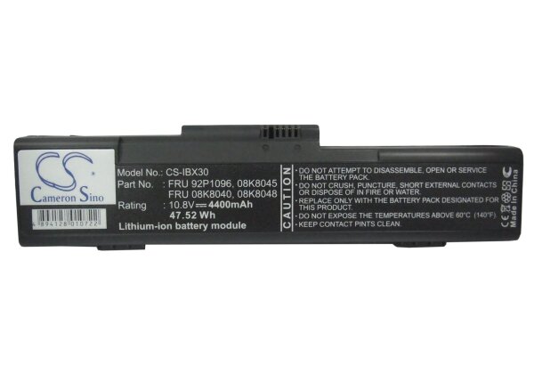 Ersatzakku - CS-IBX30 - IBM ThinkPad X30 / X31 / X32 - 10,8 Volt 4400mAh Li-Ion