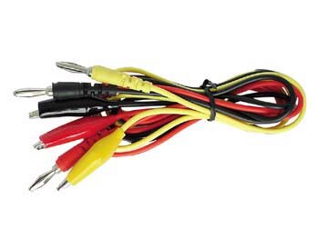 Velleman - TLM3 - Messleitung, Set, 3 Stück, Bananenstecker 4 mm auf isolierte Krokodilklemme, Kabellänge 90 Cm, 3 Farben schwarz/gelb/rot, maximal 30 V/2 A, in Blister