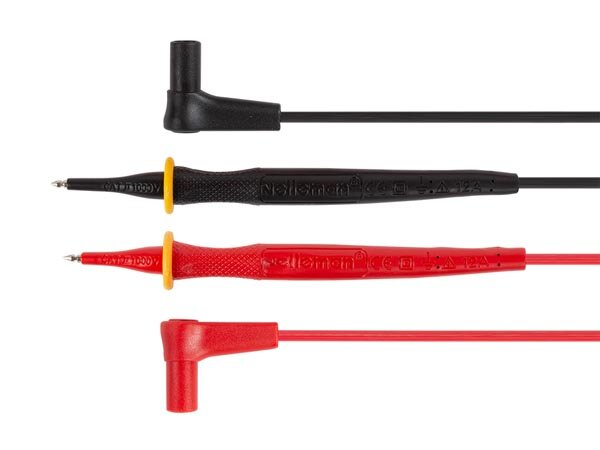Velleman - TLM73 - PVC-Messleitungen, Set, CAT III 600 V, 12 A, 2 mm/4 mm, gerade Prüfsonde aus Edelstahl
