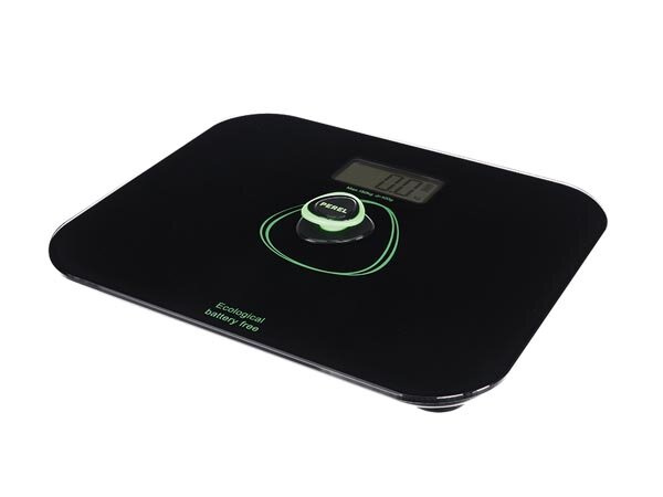 Perel - VTBAL200 - Personenwaage, digital, max. 150 kg, ohne Batterien, LCD-Anzeige, automatische Abschaltung, Überlastwarnung, Schwarz