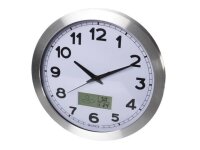 Aluminium-Wanduhr Mit LCD, Thermometer, Hygrometer &...