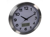 Aluminium-Wanduhr Mit LCD, Thermometer, Hygrometer & Wettervorhersage - Ø 35 cm