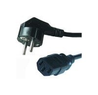 Kaltgeräte Anschlusskabel abgewinkelt, 2 m, Schwarz Schutzkontaktstecker (Typ F, CEE 7/7) > Gerätebuchse C13 (Kaltgeräteanschluss)