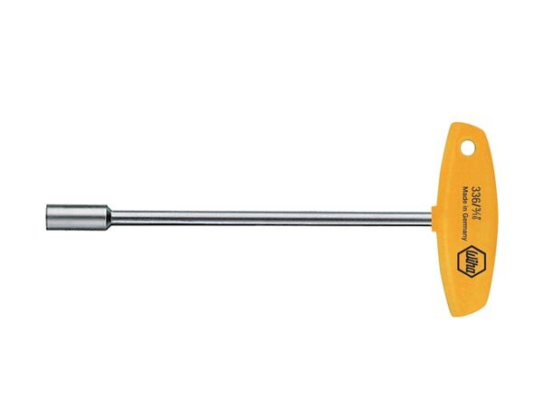 Wiha Steckschlüssel mit Quergriff Sechskant, Zoll-Ausführung glanzvernickelt (02822) 3/8 x 150 mm