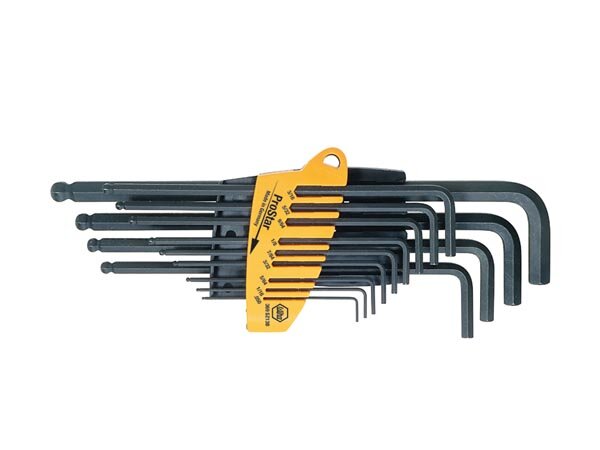 Wiha Stiftschlüssel Set im ProStar Halter Sechskant-Kugelkopf 13-tlg. schwarzoxidiert Zoll-Ausführung in Blister (24851)