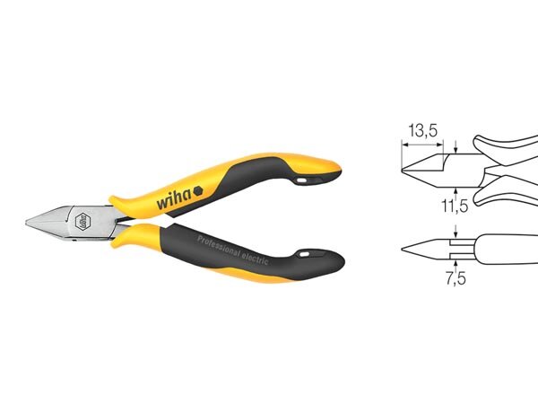 Wiha Seitenschneider Professional ESD breiter, spitzer Kopf ohne Wate (26821) 115 mm