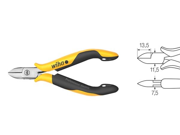 Wiha Seitenschneider Professional ESD breiter, halbrunder Kopf mit Wate (26831) 115 mm