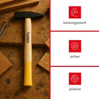 Toolland - WH300 - Schlosserhammer, Zimmermannshammer - Holzgriff - Stahlkopf 300 g für alle Aufgaben im und rund um das Haus