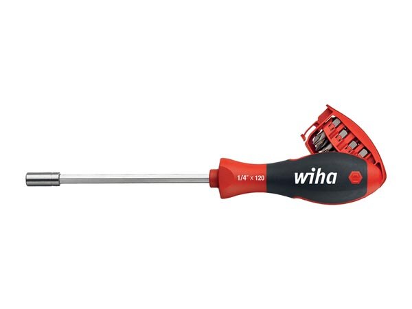 Wiha - WH32901 - Wiha Schraubendreher mit Bit Magazin magnetisch gemischt mit 8 Bits, 1/4" (32901)