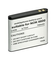 Ersatzakku - Nokia 8800 / BL-5X / BP-6X - 3,7 Volt 700mAh...