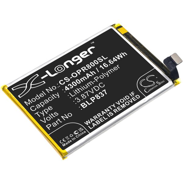 Ersatzakku - CS-OPR800SL - OPPO BLP837 - 3,87 Volt 4300mAh Li-Polymer