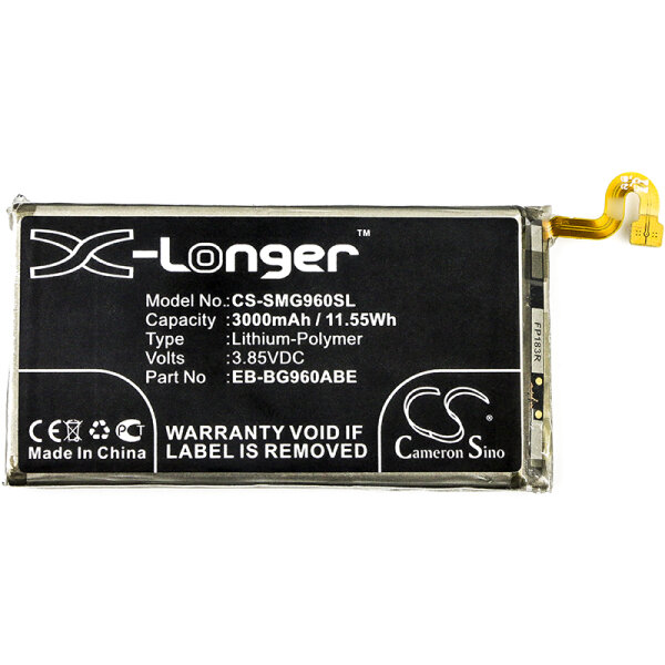 Ersatzakku - CS-SMG960SL - Samsung Galaxy S9 / EB-BG960ABE - 3,85 Volt 3000mAh Li-Polymer