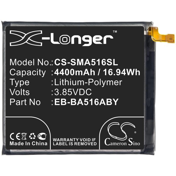 Ersatzakku - CS-SMA516SL - Samsung Galaxy A51 5G / EB-BA516ABY - 3,85 Volt 4400mAh Li-Polymer