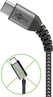 goobay - USB-C™ auf USB-A Textilkabel mit Metallsteckern (spacegrau/silber) 1,0 m