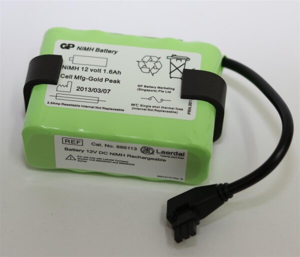 Akkureparatur - Zellentausch - Laerdal 886113 Battery 12V DC / GP PRN.001.VSP.LAE004 REV.A - 12 Volt Akku