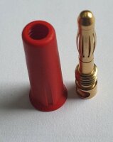 Bananenstecker 4 mm rot - vergoldet, mit Lötanschluss
