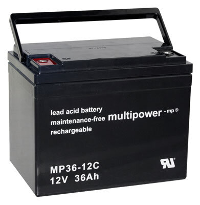 Multipower - MP36-12C - 12 Volt 36Ah Pb - Blei-Akku AGM, Zyklenfest, M6 Innengewinde