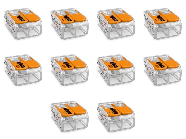 Wago - COMPACT-Verbindungsklemme 2x4mm² mit Betätigungshebel - 50 Stück