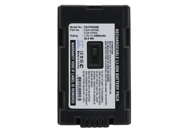 Ersatzakku - CS-PVD54S - Panasonic CGA-D54 / CGA-D54SE - 7,4 Volt 5400mAh Li-Ion