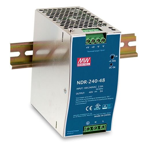 MW - NDR-240-48 - Netzteil - 1 Ausgang - 240 W - Hutschienenmontage - 24 V 5 A - für industrielle Anwendung