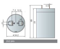 SPB-2.5 - 2 Volt 2,5Ah Pb