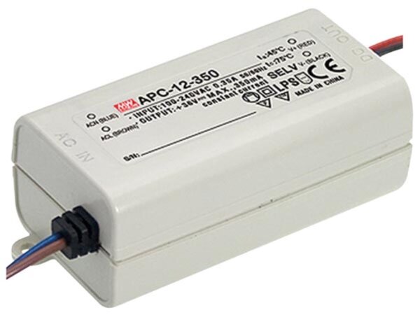 Mean Well - V -LED-Treiber - Konstantstrom - 1 Ausgang - 350 mA - 12 W