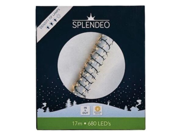 Velleman - CODE-11735 - High density lightchain - 680 LEDs - Arizona white (blass Orange) - grünes Kabel - 17 m - Zuleitung: 3 m - Transformator