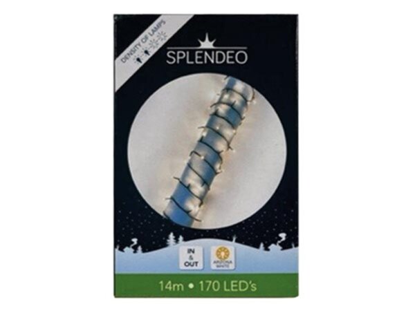 Velleman - CODE-11741 - Medium density lightchain - 170 LEDs - Arizona white (blass Orange) - grünes Kabel - 14 m - Zuleitung: 3 m - Transformator