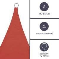 Perel - GSS4500TR - Sonnensegel 5 x 5 m, quadratisch für Garten und Terrasse, wasserabweisendes Polyester 160 g/m2, UV-Schutz 90%, atmungsaktives Sonnensegel mit Edelstahl O-Ringen, terrakotta