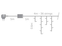 Vellight - V-RAN-4X0.6-A-24V-CW-TW - LED-Lichtvorhang kaltweiß, 4 m, 144 LEDs, wetterfest, energieeffizient und verzaubernd
