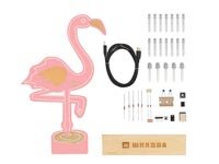 Lötkit, XL-Flamingo mit 19 RGB-LEDs und Holzhalter, Lötkolben und Lötzinn