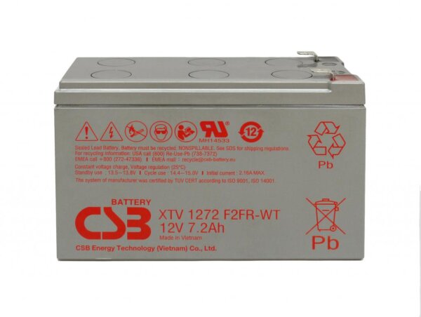 CSB - XTV1272FR - 12 Volt 7,2Ah Pb - Faston 6,3mm