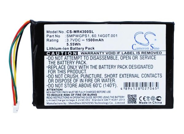 Ersatzakku - CS-MR4300SL für Magellan SMPWGPS1 / 60.14G0T.001 - 3,7 Volt 1500mAh Li-Ion